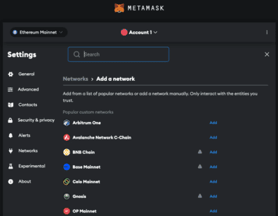 Select Arbitrum network