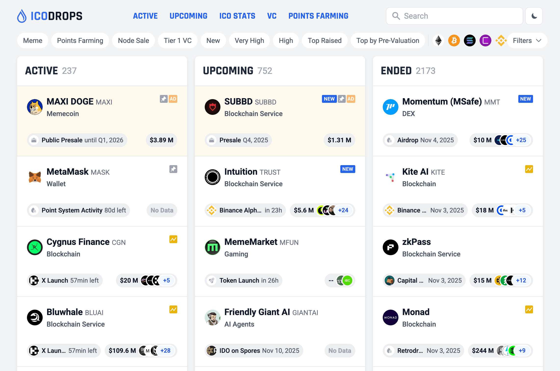 ICO Drops crypto project discovery