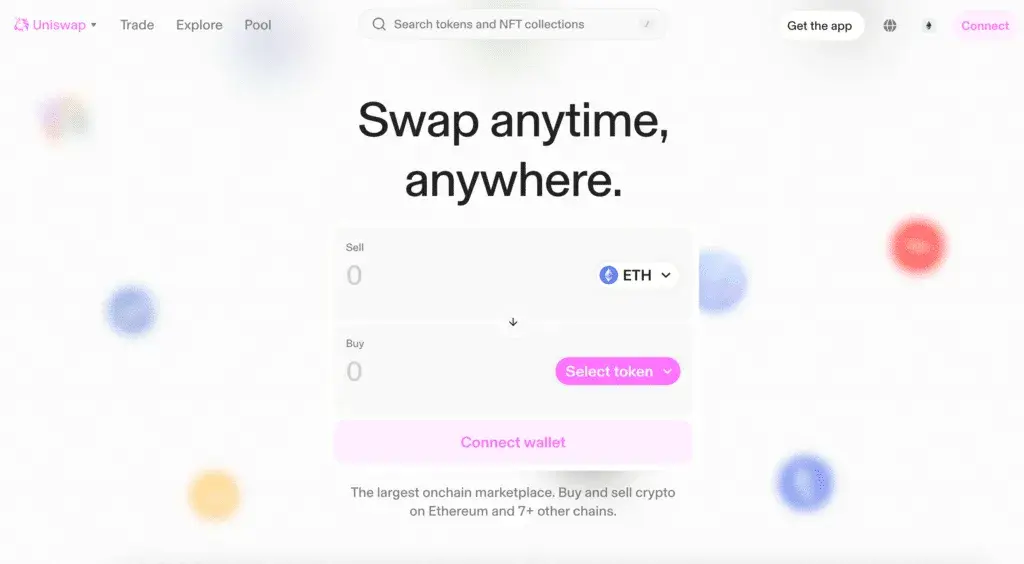 Uniswap decentralized exchange