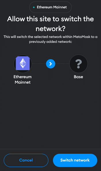 Switch to Base network in MetaMask