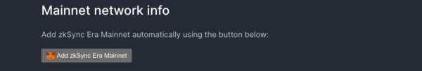 Add zkSync Era Mainnet button on zkSync docs