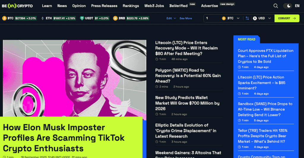 BeInCrypto crypto news outlet
