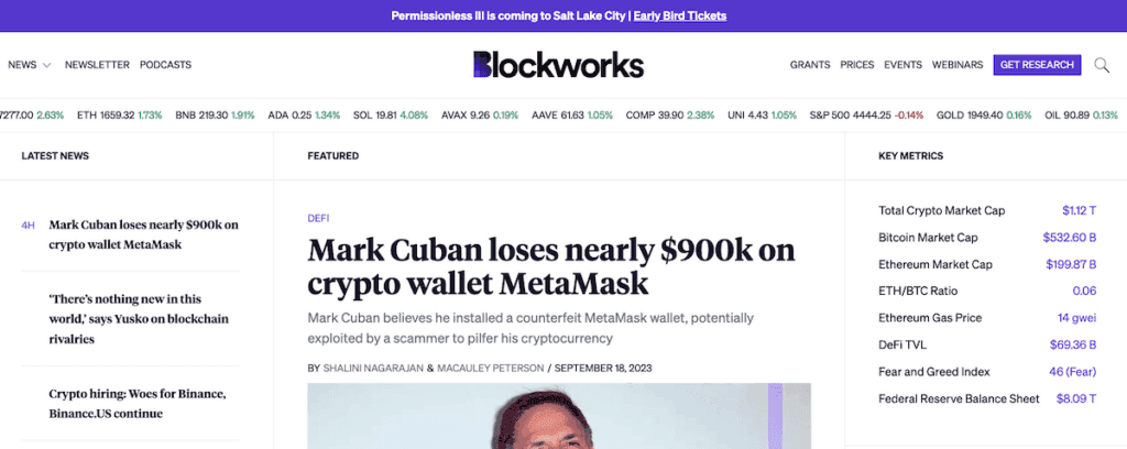 Blockworks crypto news outlet