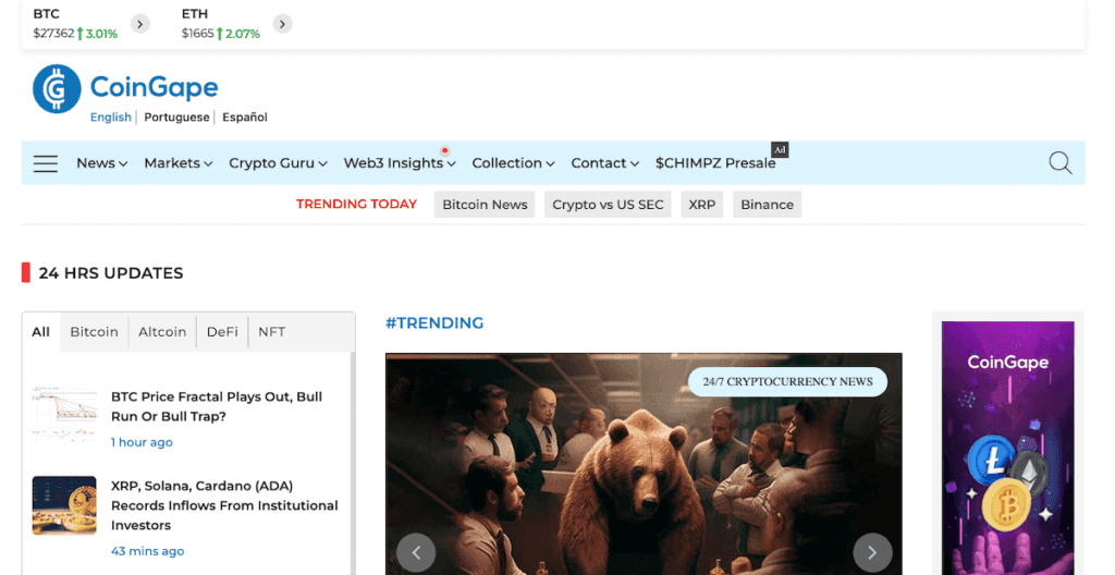 CoinGape crypto news outlet