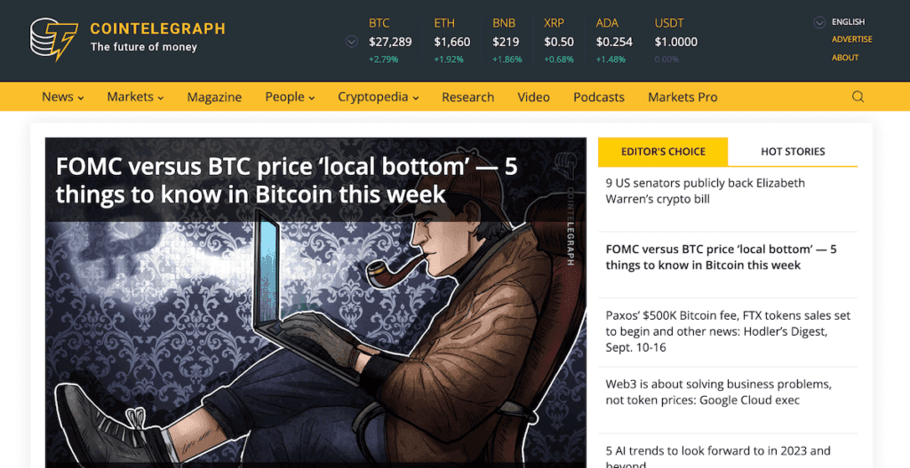Cointelegraph crypto news outlet