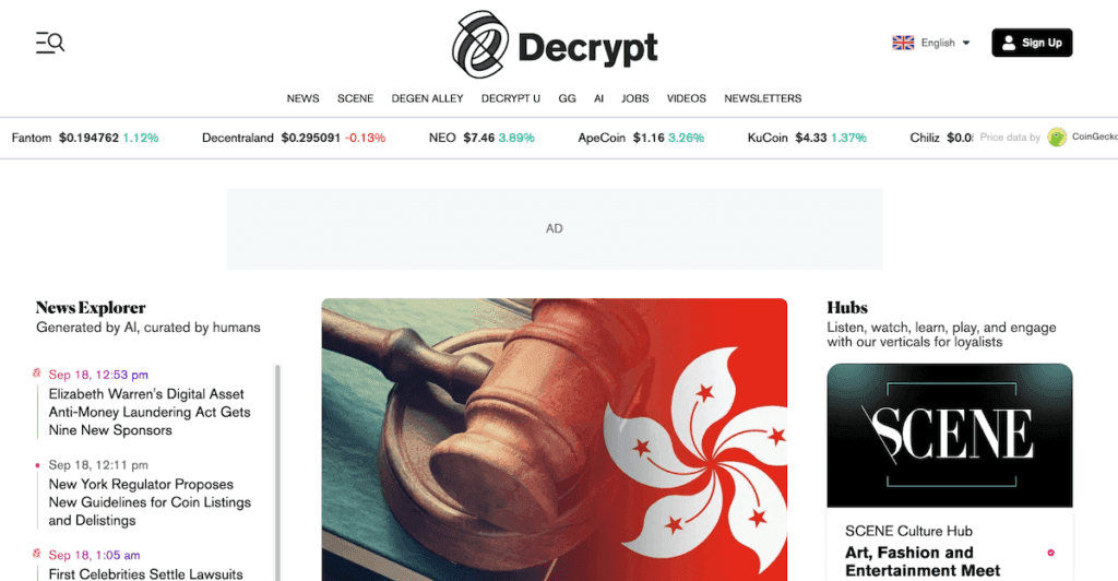 Decrypt crypto news outlet
