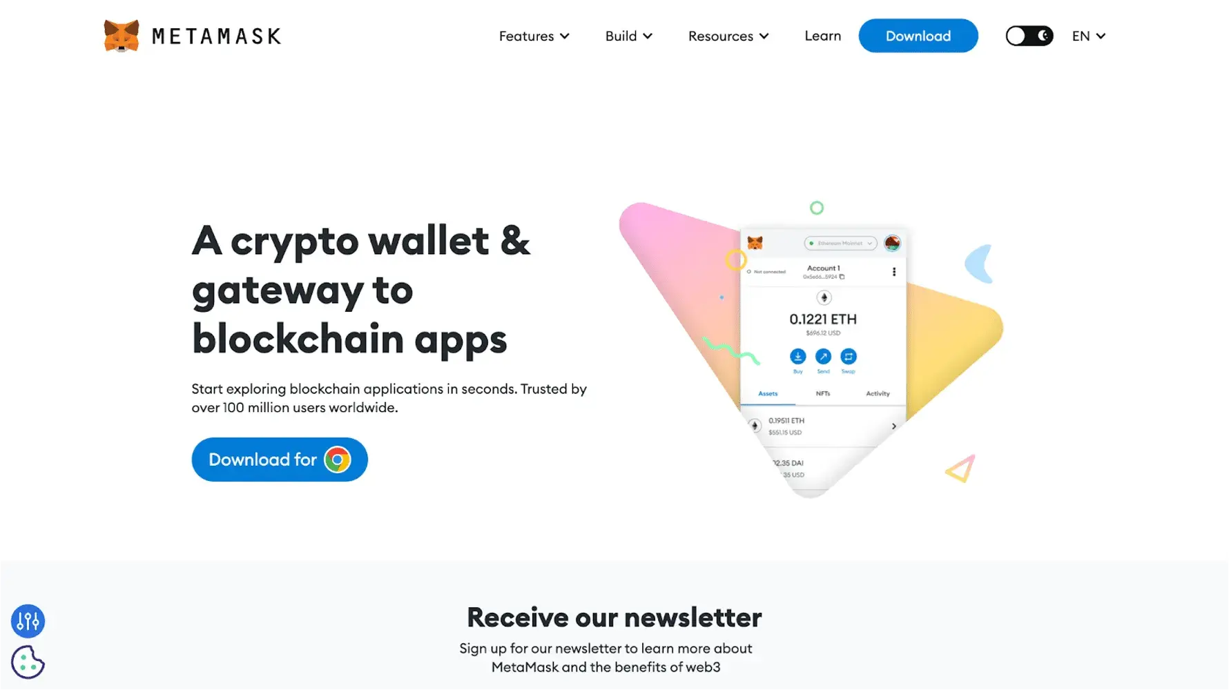 MetaMask - crypto wallet interface
