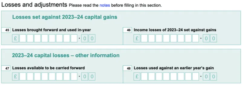 SA108 Losses and adjustments section